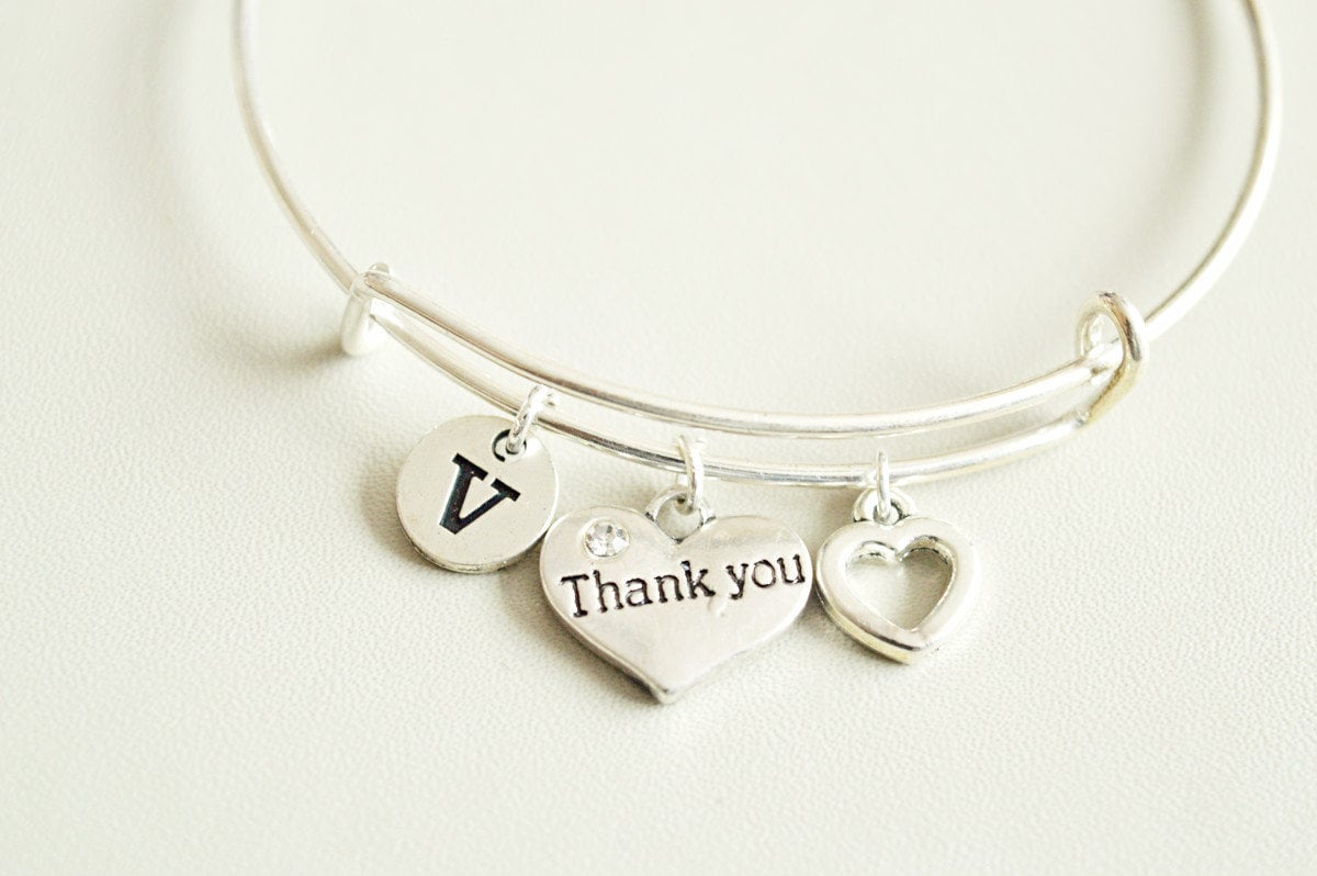 Thank you Gift, Thank you Bracelet, Thank you bangle, Personalized Thank you Gift, Gift for Her, Best Friend, Wedding, Bridesmaid gift