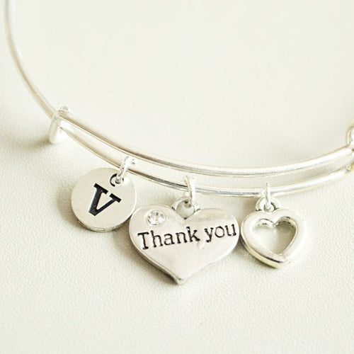 Thank you Gift, Thank you Bracelet, Thank you bangle, Personalized Thank you Gift, Gift for Her, Best Friend, Wedding, Bridesmaid gift