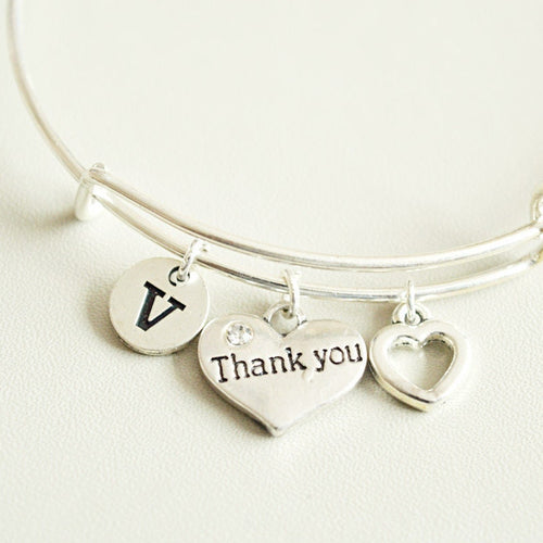 Thank you Gifts, Thank you Bracelet, Thank you bangle, Personalized Thank you Gift, Gift for Her, Best Friend, Wedding, Bridesmaid gift