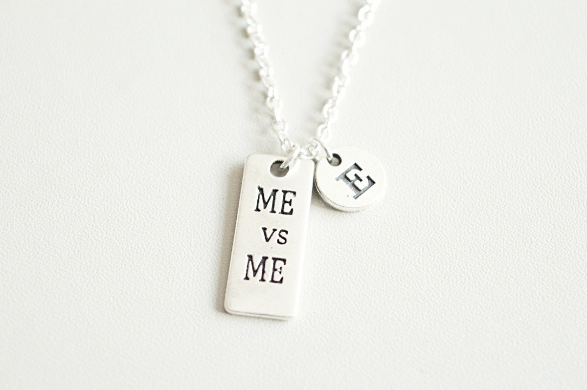 Me vs Me Necklace, Personalized Me vs Me, Me vs Me Gift, Me vs Me Jewelry, Motivation Gift, Motivation Jewelry, Quote Necklace, Message gift