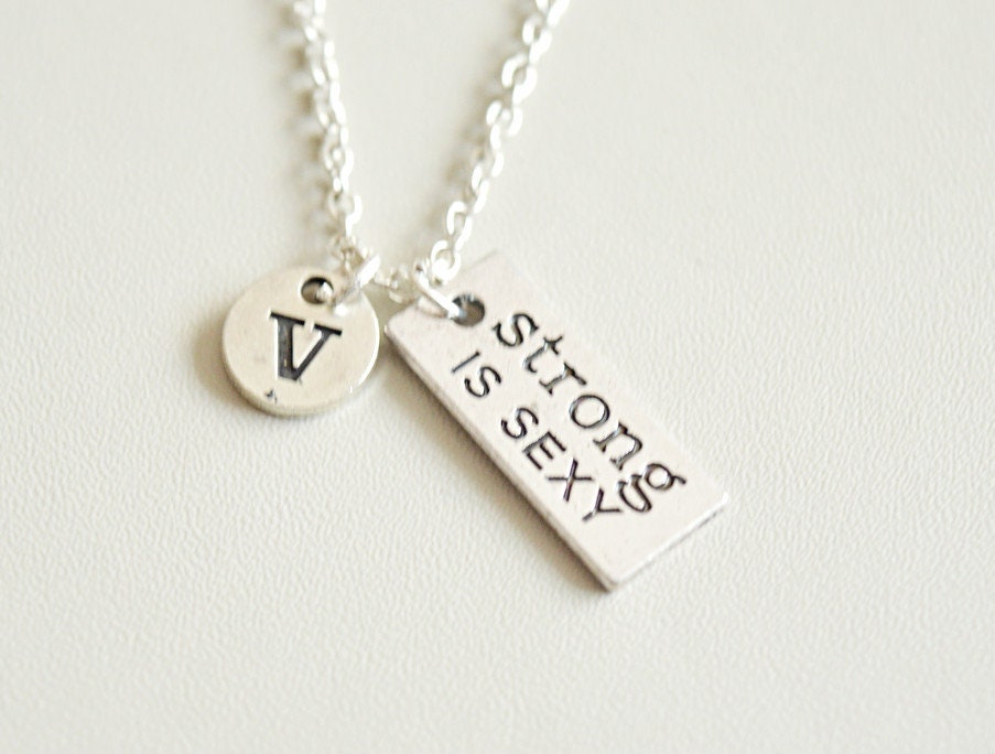 Strong is Sexy Necklace, Strong is Sexy, Strong is Sexy Gift, Strong is Sexy Jewelry, Motivation Gift, Motivation Jewelry, Quote, Gym, Women