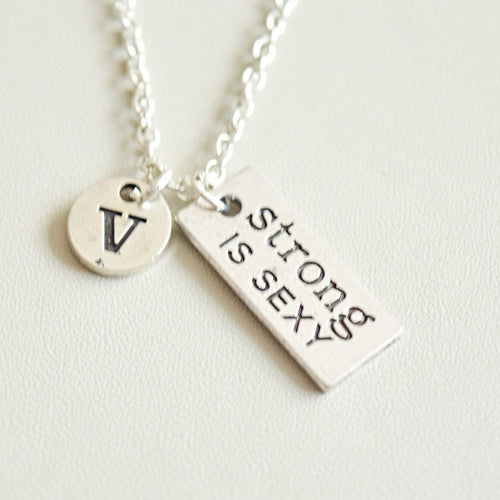 Strong is Sexy Necklace, Strong is Sexy, Strong is Sexy Gift, Strong is Sexy Jewelry, Motivation Gift, Motivation Jewelry, Quote, Gym, Women