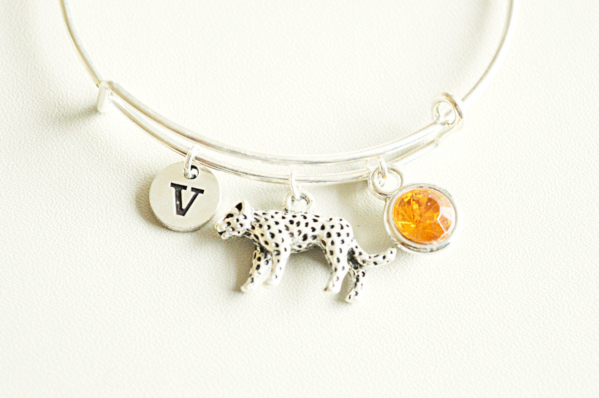 Cheetah Bracelet, Cheetah Gifts, Cheetah Jewellery, Cheetah Charm, Silver Cheetah, Cheetah Personalized, Birthday gift, Friend, Animal, Kids