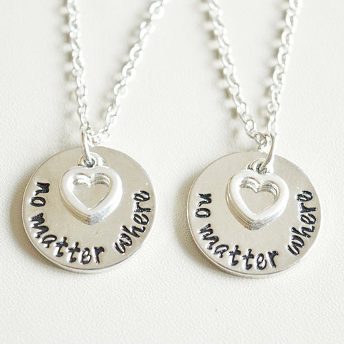 Long distance friendship gift, BFF necklace, Distance friendship Gift, Long distance relationship, No Matter Where, Friendship Necklace