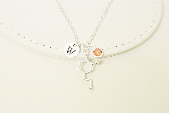 Molecule necklace, Molecular necklace, Dopamine necklace, Chemistry Necklace, Scientist Gift, chemistry gift, Serotonin Charm Necklace