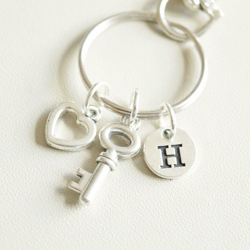Personalized Keychain, Personalized Keyring, Personalized Gifts for her, Personalized Womens Gifts, Charm Keychain, Sister Gifts, Wife Gift