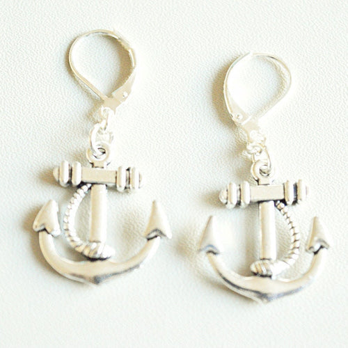 Silver Anchor earrings, Anchor Earrings, Drop earrings, silver earrings, Christmas gift, gift for her, Anchor charms, Anchor gifts, Jewelry