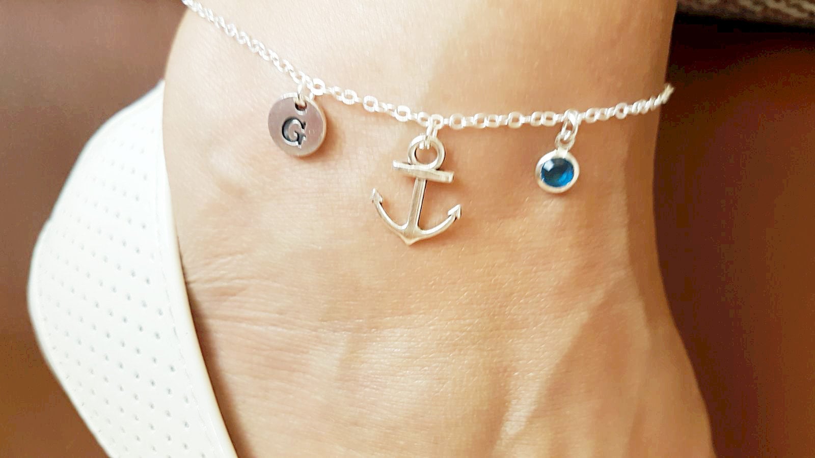 Anchor anklet, Anchor Anklet for her, Anchor Charm Anklet, Personalized anchor gift,Anchor Charm, Silver Anchor anklet,Summer, Beach,initial