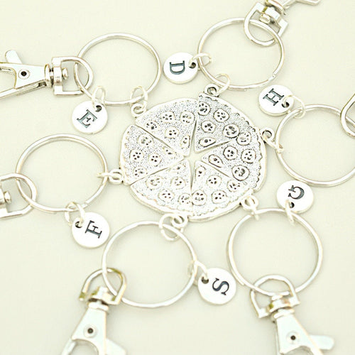 6 best friends keychain, Pizza Keychains, Pizza Keyrings, 6 bff key chain, Six key rings, Unique gifts for friends, Set of 6 gifts, 6 BFF