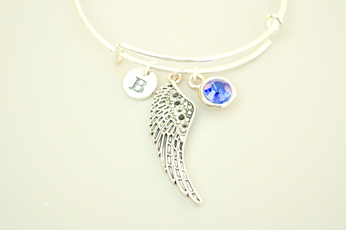 Remembrance Bracelet , Personalized Angel Wing Bracelet, Wing Bracelet, Wing Bangle, Memorial Bracelet Remembrance gift, Sympathy bracelet,