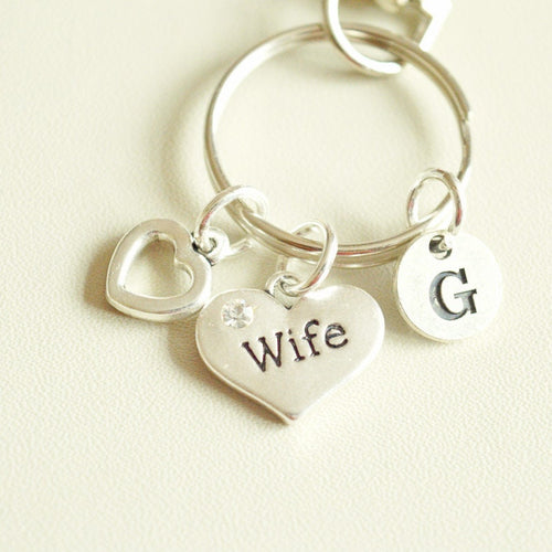 Wife Keychain, Wife Keyring, Personalized Gifts for Wife, Wife Gifts, Wife Birthday, Wife Anniversary, Wife Wedding, Wife Christmas, Couple