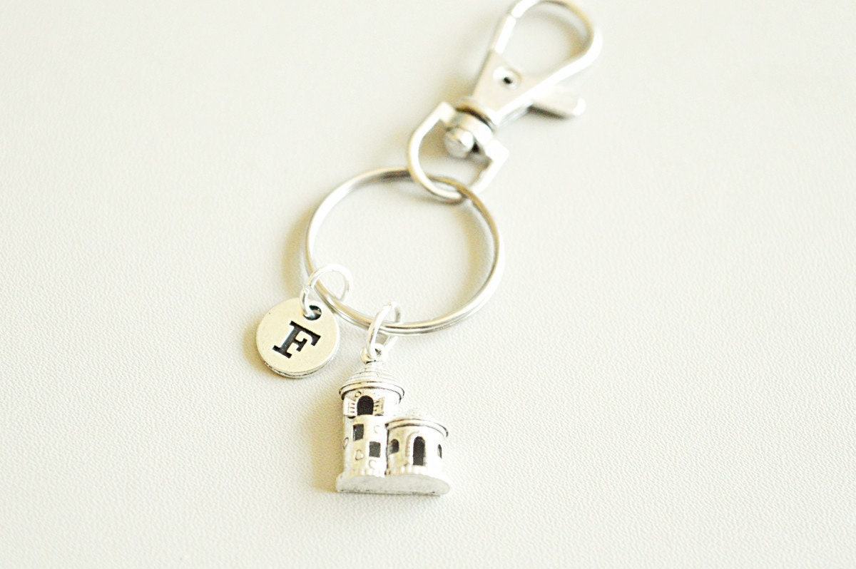 Castle Keyring, Castle  Jewelry for her, Castle gift, Castle Keychain, Light House, Friend key chain, Key chain gift, Dungeon, Queen, King