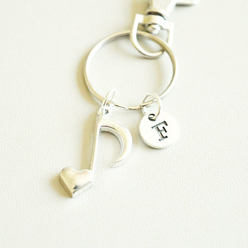 Music Note keychain, Music Note keyring, Music Note Gift, Musician Gift, Music Teacher, Music Note Charm, Music Note Jewelry, Eighth Note