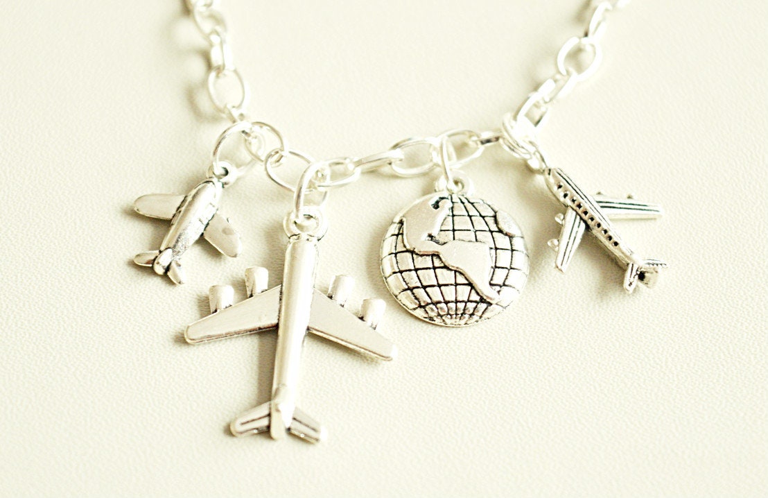 Stewardess gift, Plane bracelet, Airplane charm bracelet,  Traveler Bracelet, Air Hostess, Plane lover gifts, Pilot Bracelet, Airplane Gift