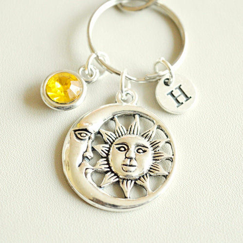 Sun and Moon Keychain, Sun Moon Gift, Personalized Sun Moon, Sun Moon Keyring, Sun Gift, Moon Gift, Sun Keychain, Moon Keyring, Boho, Unique