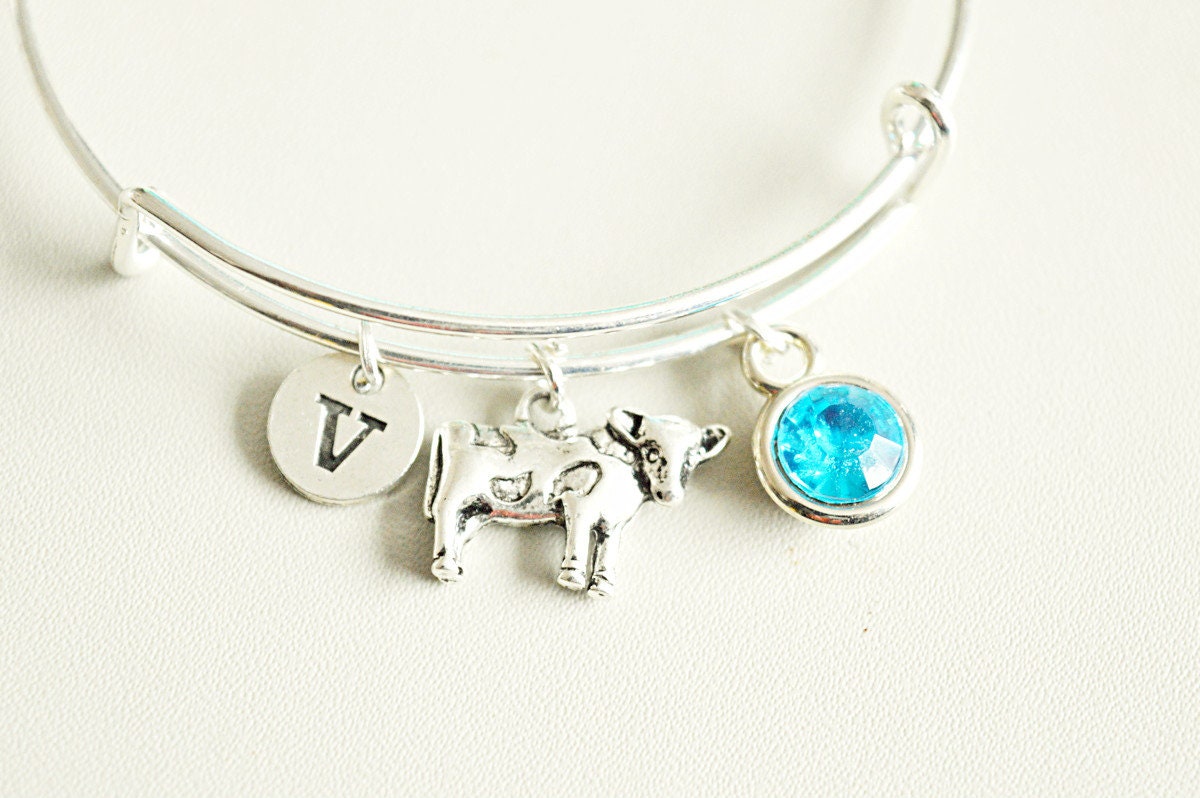 Cow bracelet , Cow bangle, Cow Gift,  Cow Charm bracelet, Animal bracelet,  Bracelet for Women, Cow, Milk, Cow related, Cow themed,Birthday