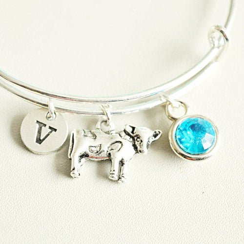 Cow bracelet , Cow bangle, Cow Gift,  Cow Charm bracelet, Animal bracelet,  Bracelet for Women, Cow, Milk, Cow related, Cow themed,Birthday