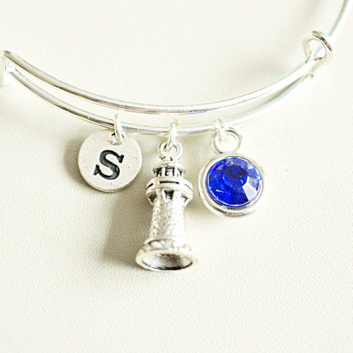 Lighthouse  bracelet, Lighthouse Jewelry for her, Lighthouse  charm gift, Lighthouse Bangle, Silver Lighthouse Gift, Charm bracelet for her