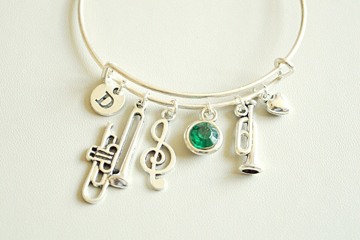 Trumpet Bracelet, Trumpet jewelry, Trumpet player Gift, Trumpet bangle, Trumpet, Musician, Music Bracelet, Musical Instrument, Musician Gift