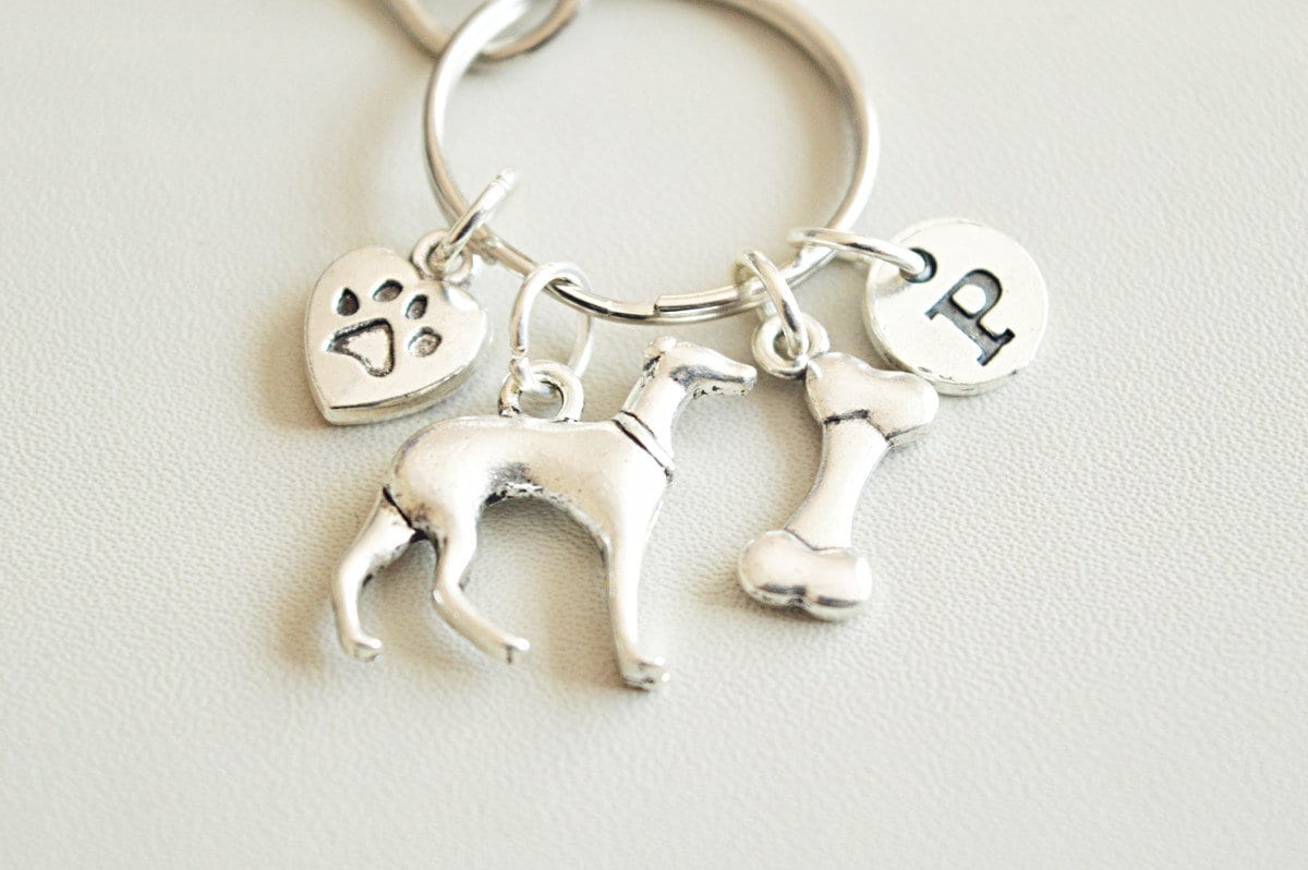 Greyhound keychain, Greyhound charm gift, Whippet Keychain, whippet Gift, Whippet keyring, Greyhound owner gift, Pet loss, Greyhound Lover