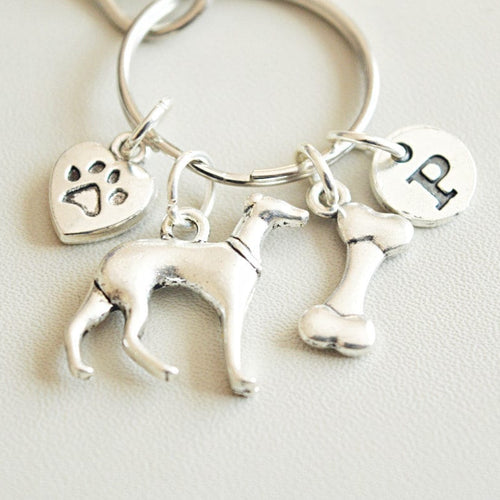 Greyhound keychain, Greyhound charm gift, Whippet Keychain, whippet Gift, Whippet keyring, Greyhound owner gift, Pet loss, Greyhound Lover