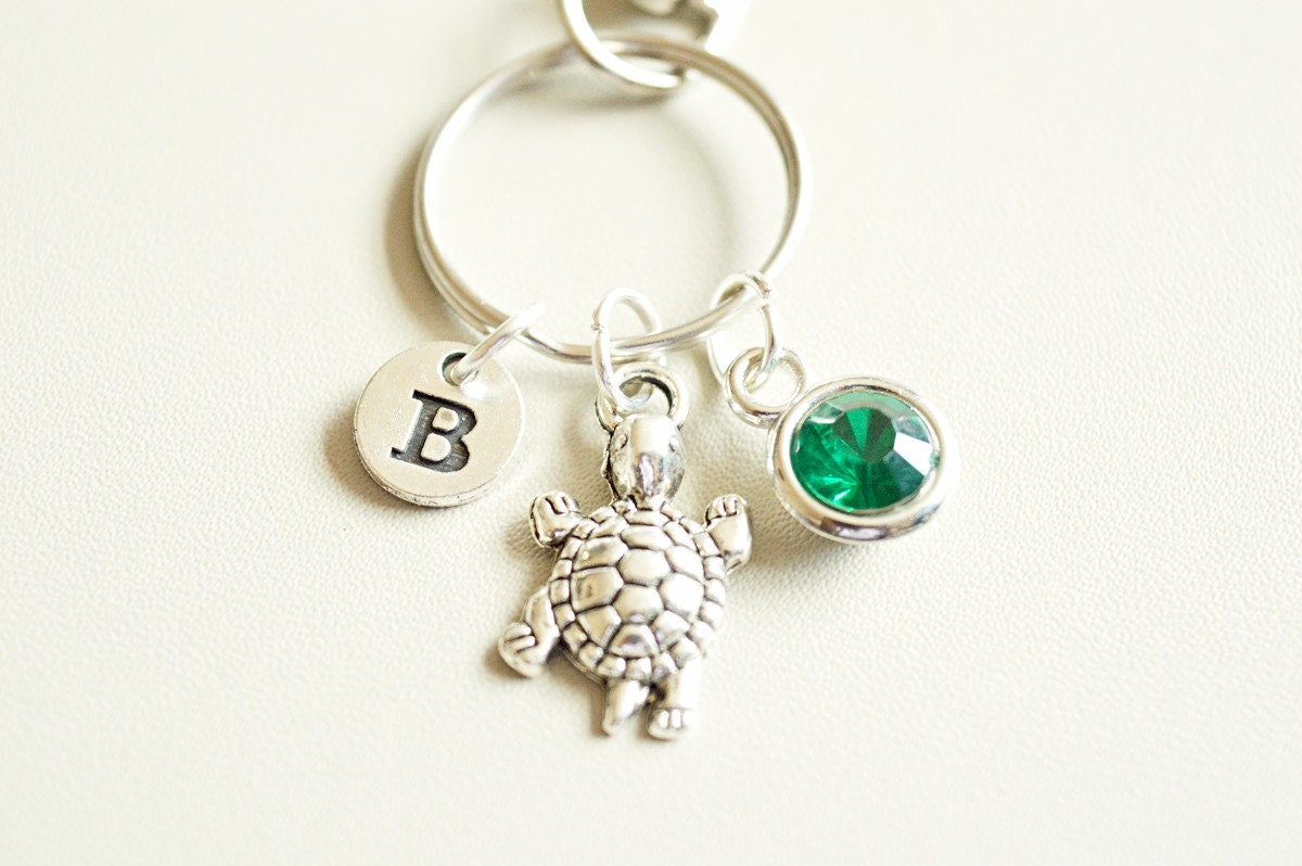 Tortoise Keyring, Tortoise Gift, Tortoise Keychain, Gift for friend, Animal lover gift, Gift her Her, Boys Keychains, Initial Keychains