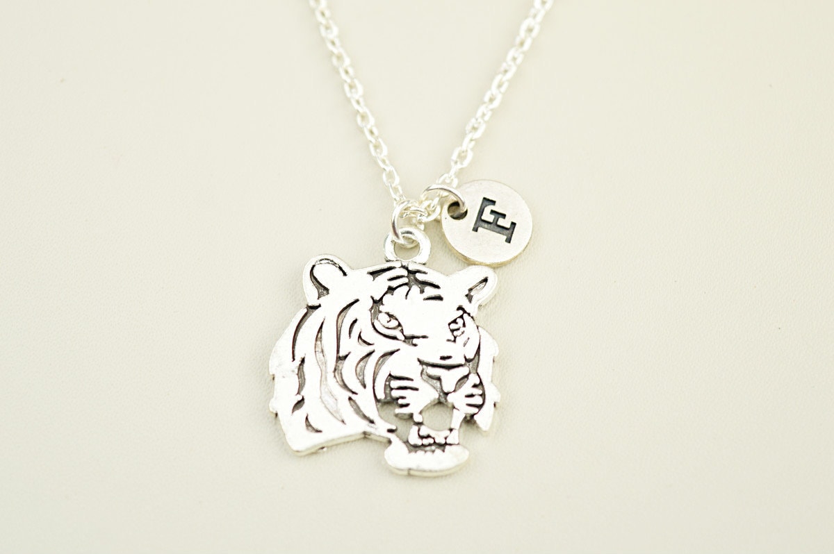 Tiger Necklace, Tiger Charm Necklace, Tiger Gift, Tiger Jewelry, Silver Tiger Necklace, Gifts under 10, Tiger Face, Animal, Children, Child