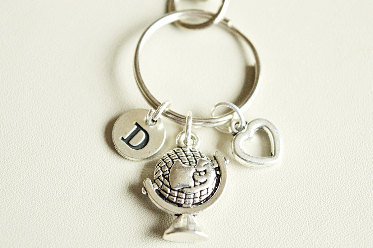 Globe Keychain, Globe Keyring, Long distance Keychain Gift, World Travel Gift, World Globe gift, Long distance relationship present, Cousin