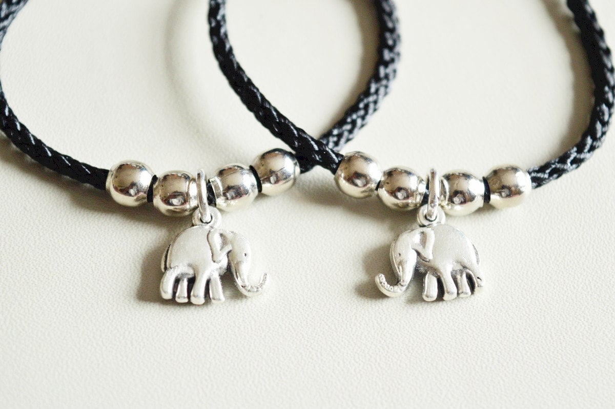 Personalized Friends Bracelet, His and Hers Bracelet Set, Couple Bracelet,Elephant Bracelet for 2, 2 BFF bracelets, Friendship Gifts, Sister