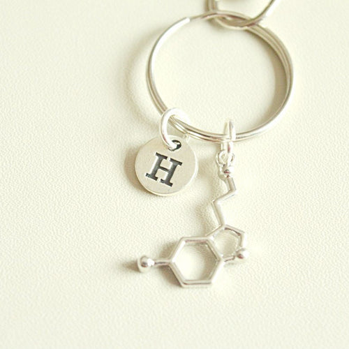 Serotonin  Keychain, Serotonin Key ring Caffeine gift, Chemistry Gift, Molecule Keyring, Biology gifts, Science gift, Chemistry, Serotonin