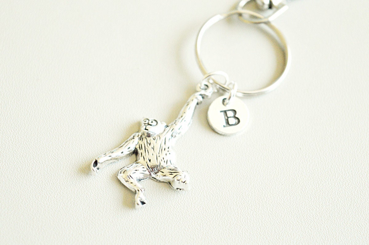 Monkey keychain, Monkey keyring, Personalized keychain, Monkey Gift, Monkey Lover, Ape, Chimpanzee, Baboon, Orangutan, Monkey Jewelry