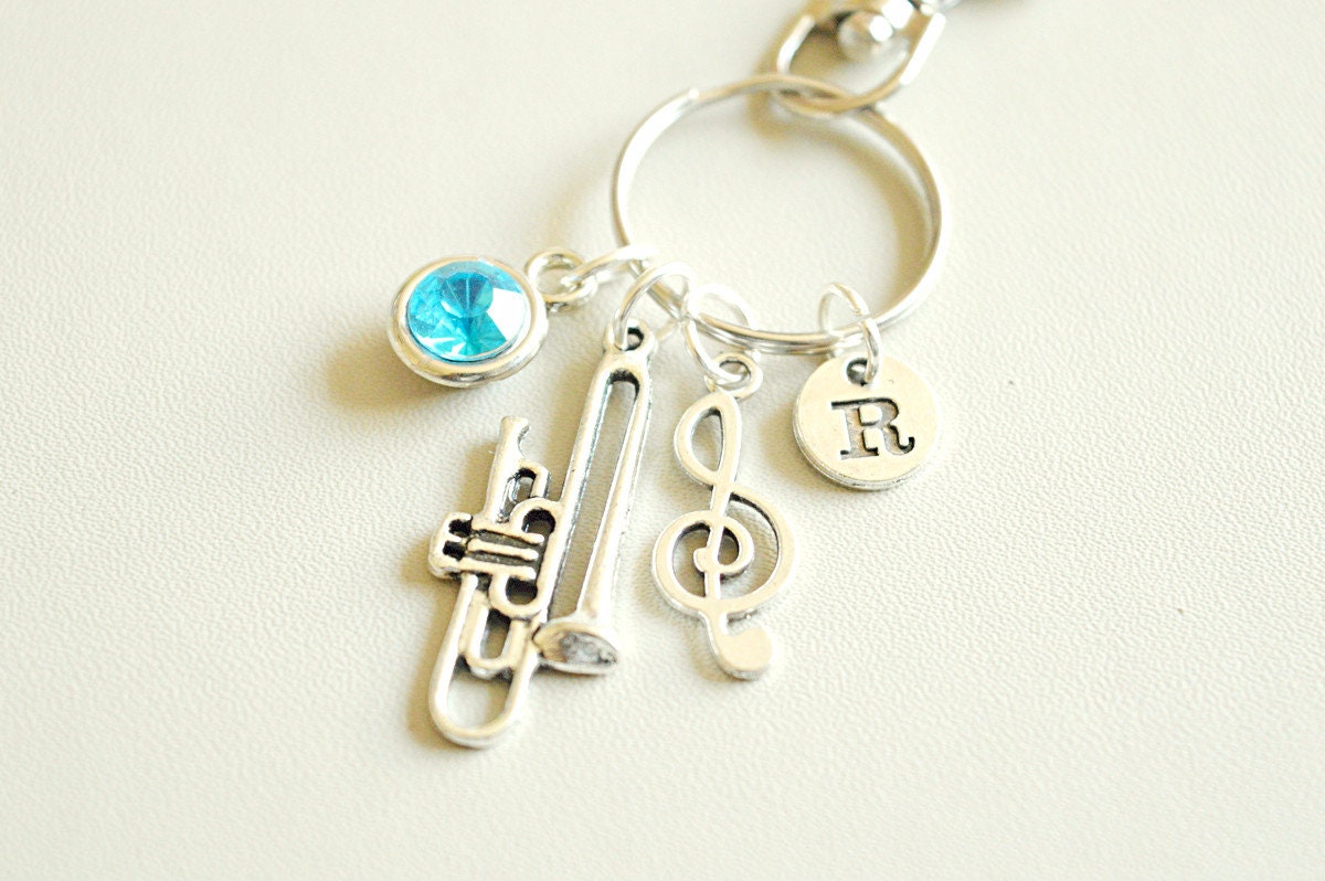 Trumpet Keychain, Trumpet Keyring, Trumpet Birthday Gift, Musician Keychain, Gift for Music Lover, Gift for Musician, Musician Instruments