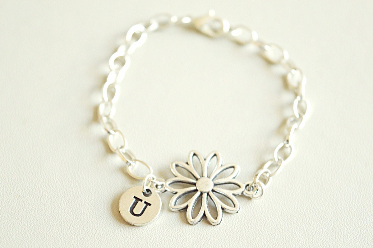 Daisy Bracelet, Daisy Gift, Daisy Charm Bracelet, Daisy Flower, Silver Daisy, Flower Bracelet, Lotus, Sunflower, Flower Girl, Mother, Mom