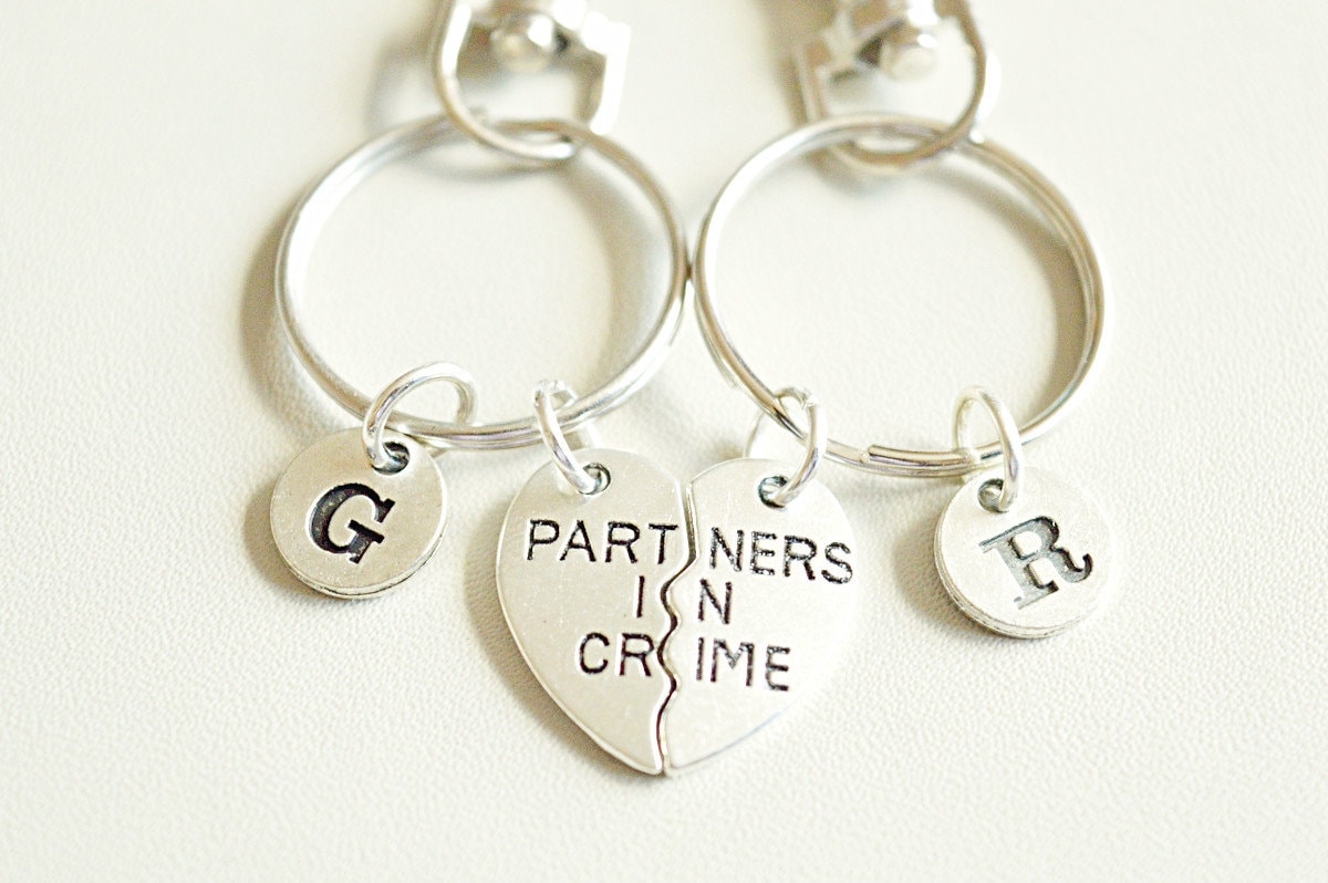 Partner in crime, Partner in crime gift, Partner in crime Keychain, Partner in crime Keychain, Partner in crime Jewelry, Couple, His and Her