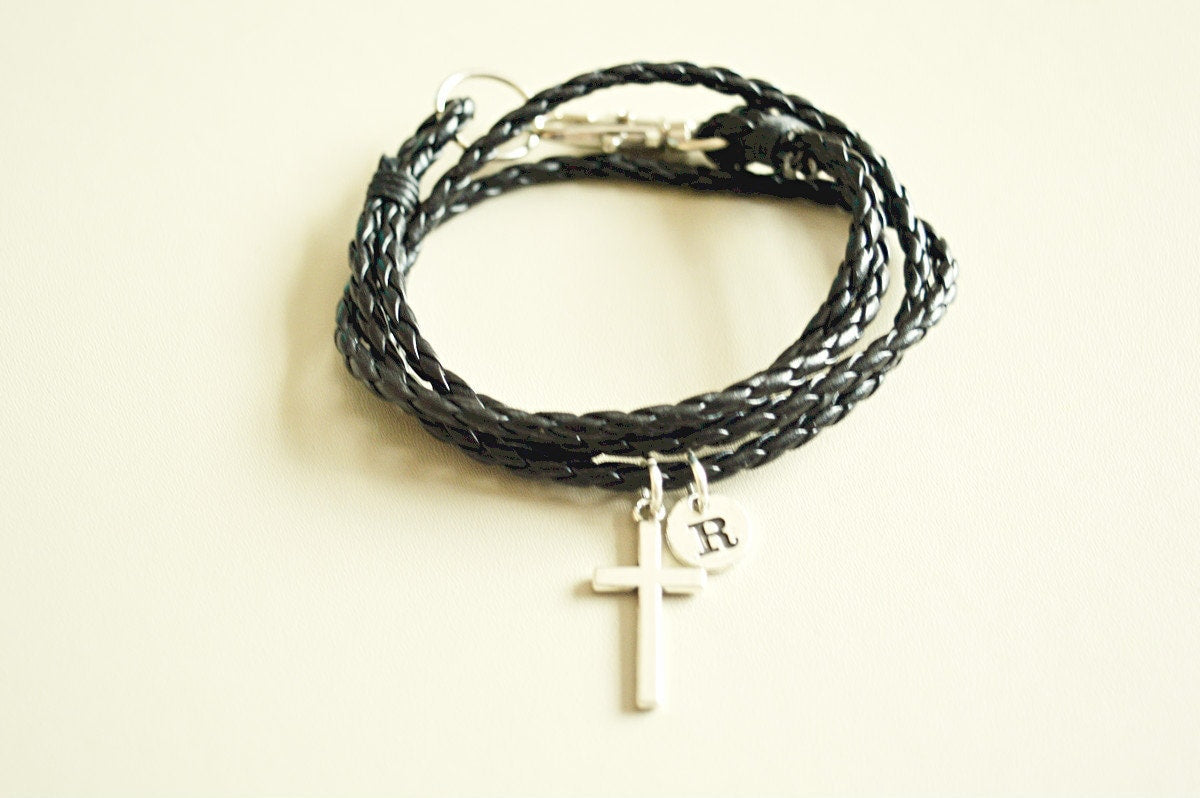 Bracelet for men, Cross bracelet, Gift for brother, Under 20 gift, Christmas gift, Religion Bracelet, Mens Cross, charm bracelet, Brother