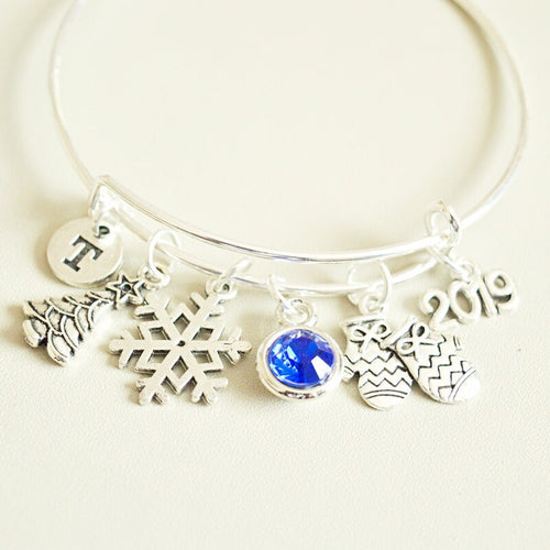 Winter Gift for Her, Christmas Gift, Merry Christmas Jewelry, Christmas Bracelet, Xmas, 2019, Holiday, Winter, Seasons Greetings, Snowflake
