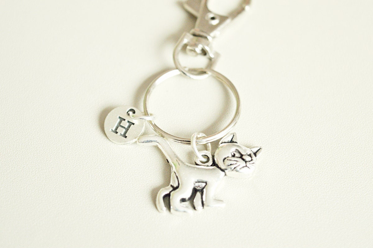 Cat Keychain, Cat Gift for Her, Cat Lover gifts, Cat Owner Keyring, Cat charm keychain, Pet Loss Gift, Cat memorial, Cat Keepsake, Paw gift