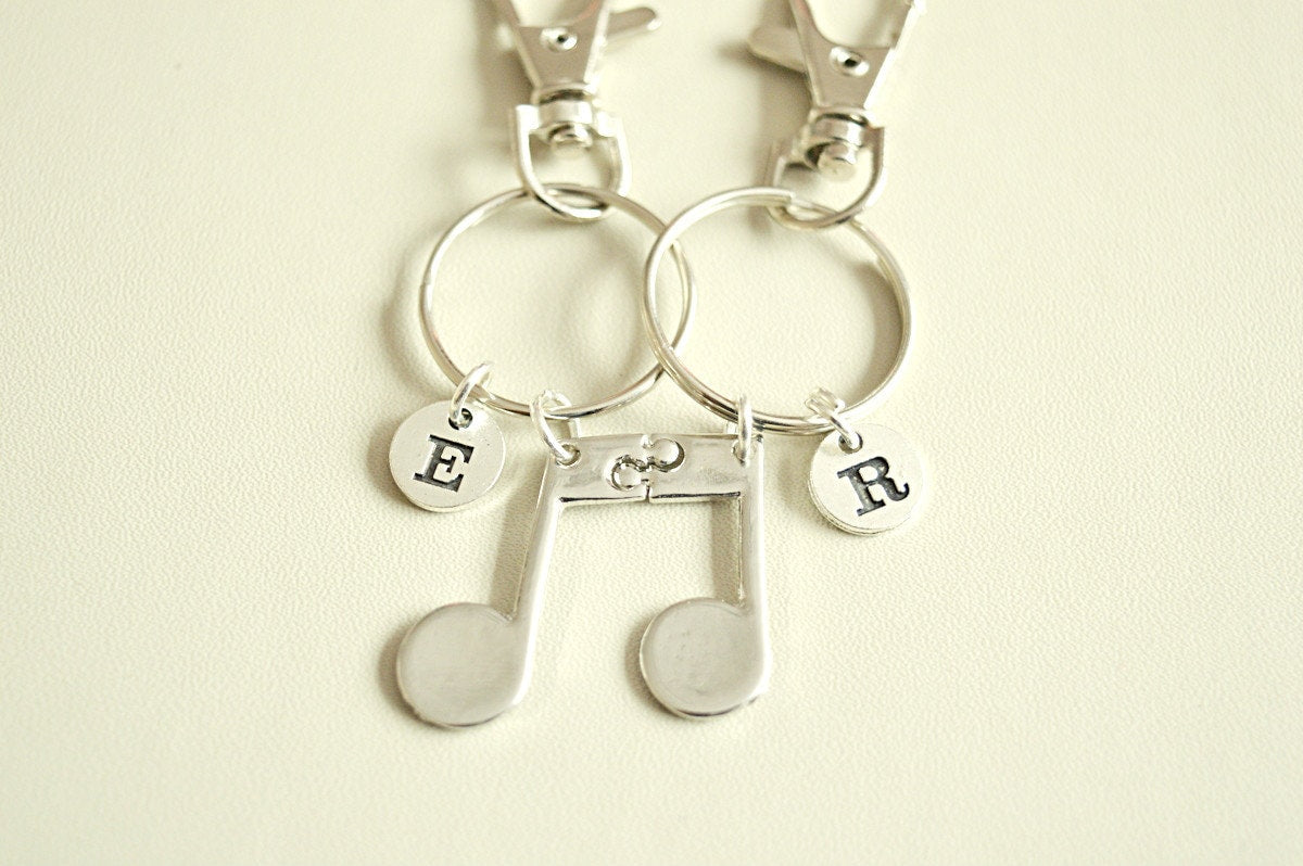 Music Note keychains, Music Note keyrings, Music Note Gifts, Musician Gift, Music Student, Music Note Charm, Music Note Jewelry, Eighth Note