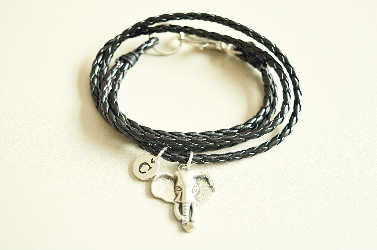 Mens Elephant gifts, Elephant jewelry, Elephant bracelet, Black Elephant Bracelet, Mens Gift, Mens Jewelry, Elephant Charm, Boyfriend Gift