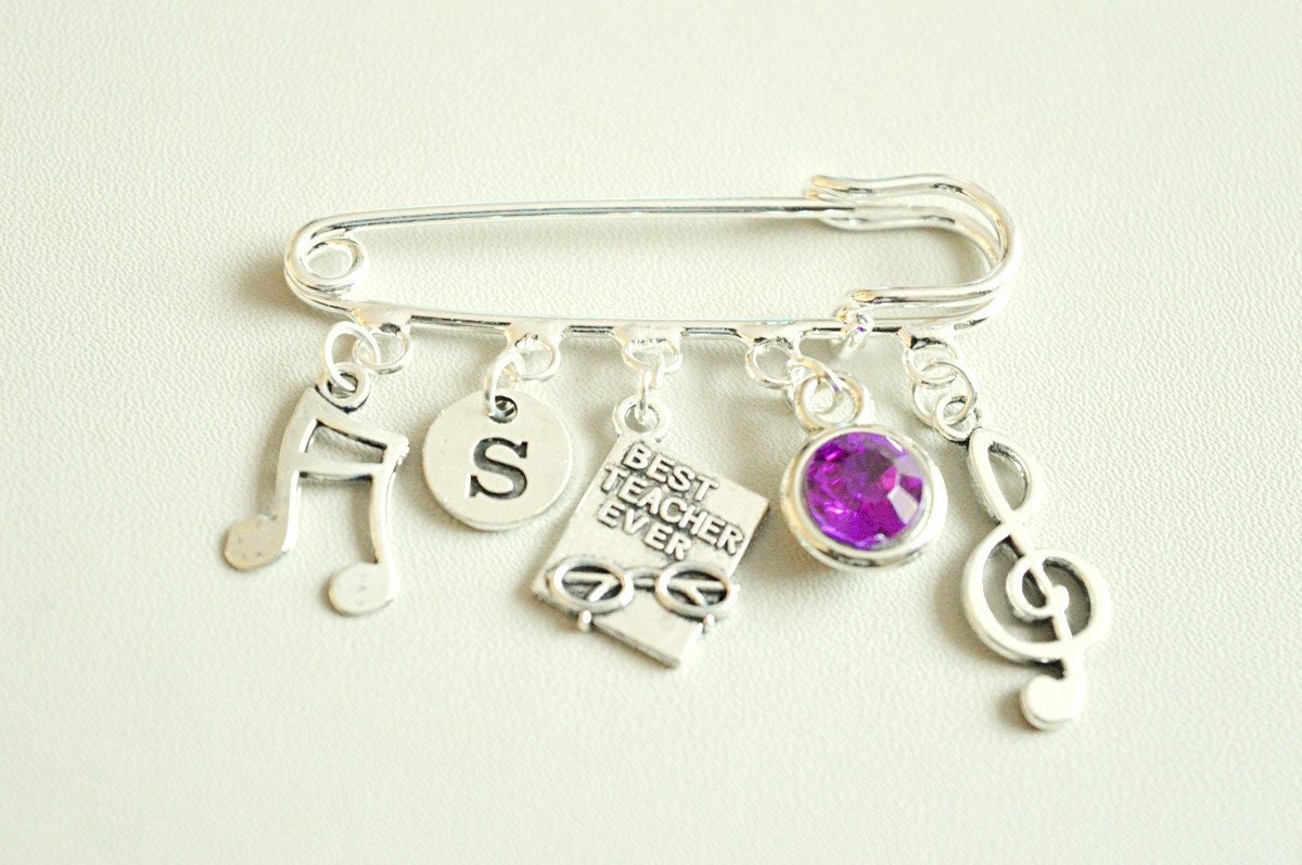 Music teacher gift, Music Teacher Brooch Pin, Music School teacher Brooch, Teacher appreciation, Music School, Piano, Guitar, Violin, Choir