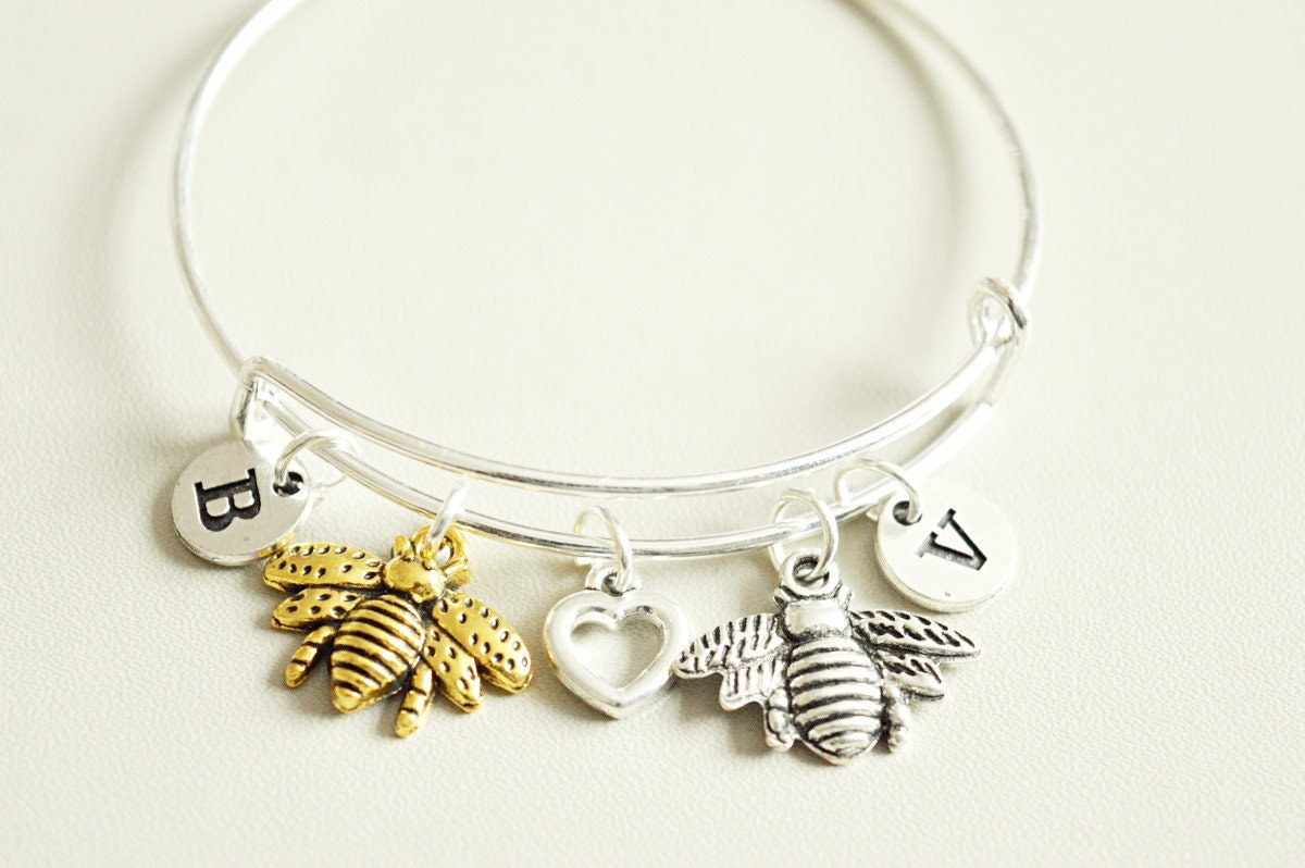 Bee bracelet, Gold bee bracelet, Silver bee bracelet, Honey bracelet, Honey bee bracelet, Bumble bee Gift, Bumble bee jewelry, Bees, Animal
