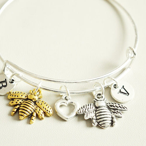 Bee bracelet, Gold bee bracelet, Silver bee bracelet, Honey bracelet, Honey bee bracelet, Bumble bee Gift, Bumble bee jewelry, Bees, Animal