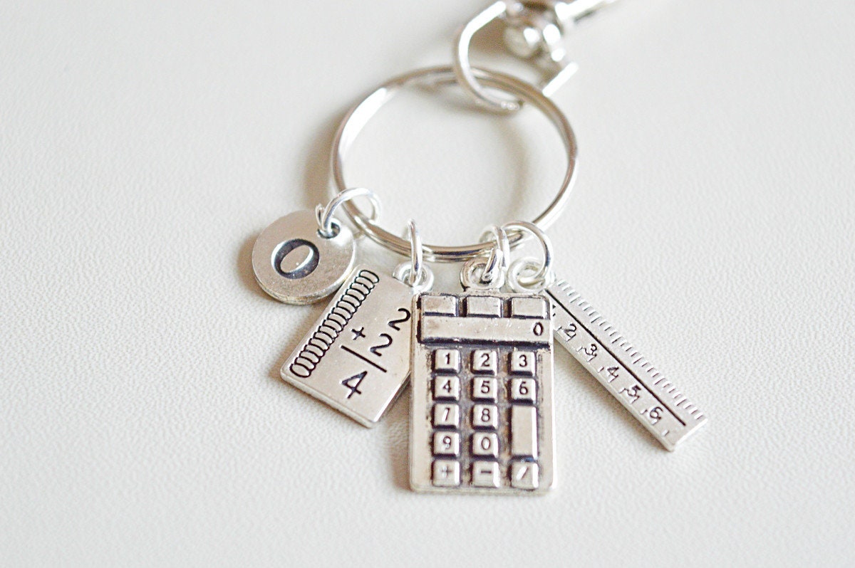 Maths Gift, Maths Teacher gift, Maths student gift, Mathematics gift for her, Maths Key ring, Maths student, Mathematics, Calculator, Ruler