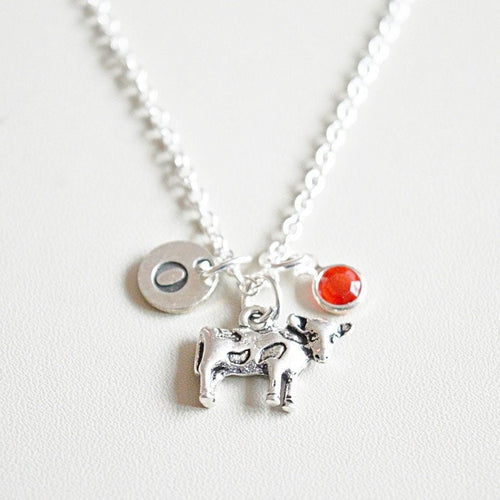 Cow Necklace, Cow Gift, Cow Jewelry, Gift for Cow Lover, Cow Birthday gift, Silver Necklace, Cow Charm, Personalized gift, Animal, Farm
