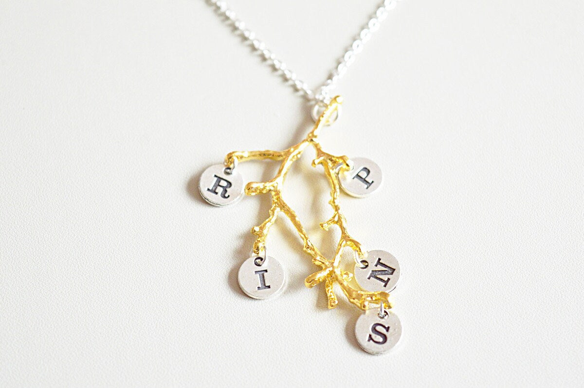 Women Necklaces, Initial Necklace, Branch Necklace, Necklaces For Women, Monogram Necklace, Personalized Necklace,Tree Necklace,Leaf Jewelry