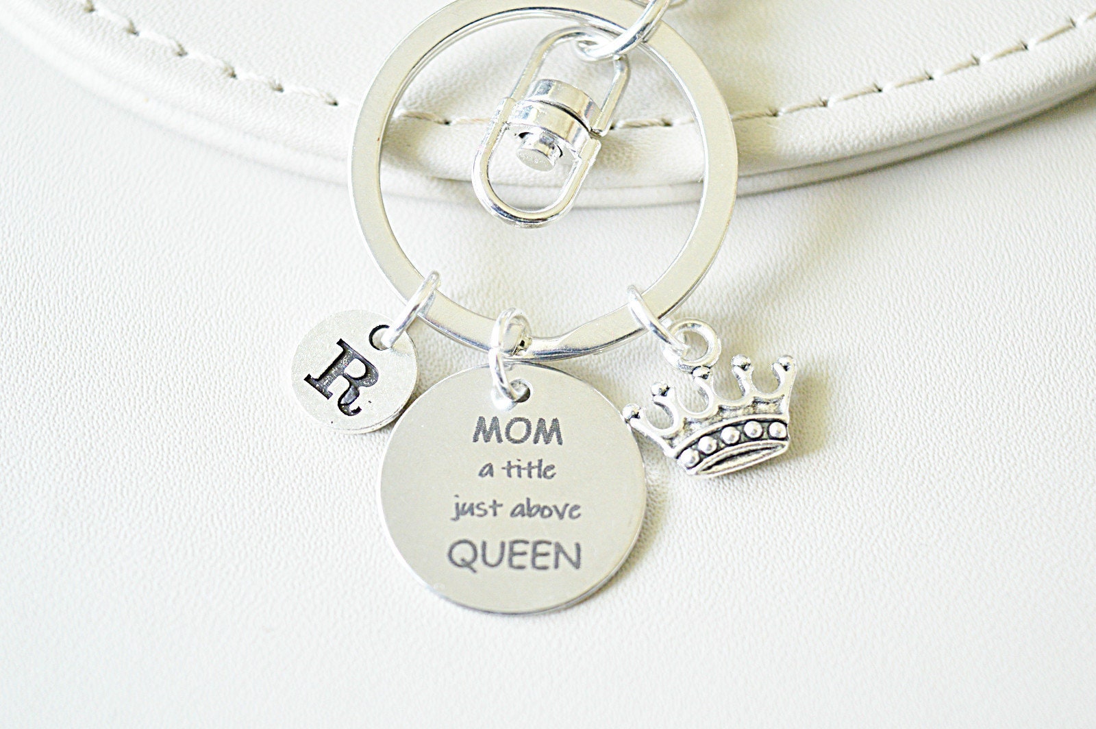 Mom Birthday Gift, Gift From Daughter, Mom Gift Wedding, Mom Keyring, Mom Keychain, Mom a Title Just Above Queen, Mom Memorial, Personalised