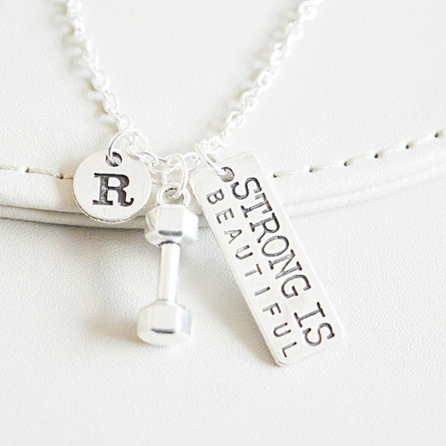 Gym Gifts, Gym Necklace, Strong is Beautiful Necklace, Strong is Beautiful, Gym Gifts for Her, Girlfriend Gift, Fitness, Gym Buddy, Trainer