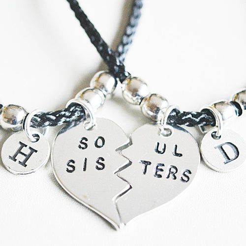 Soul Sisters Bracelet, Sister Bracelets for 2, Soul Sisters Gift, Bracelets for Sister, Sister Bracelet, Black, Soul Sister, Best friend,Bff