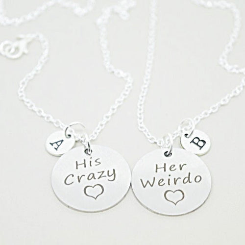 Couple Necklace Gift, Couple Necklaces, Couple Gifts, Boyfriend Girlfriend, His Crazy, Her Weirdo, Funny, Couple Set of 2, His and Her Gift