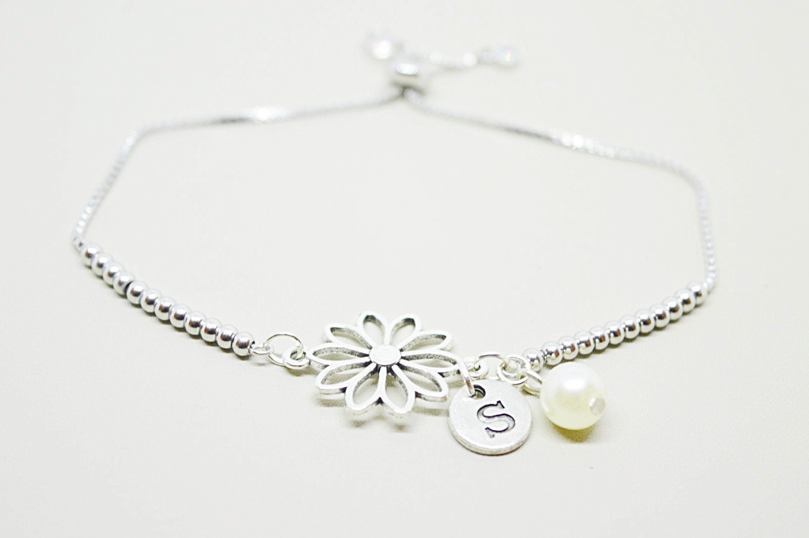 Bridesmaid Personalised Gift, Bridesmaid Personalised Bracelet, Bridesmaid Bracelet set, Flower Silver Bracelet, Wedding Gifts, Unique gifts